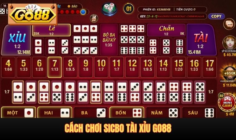 Cách chơi Sicbo Tài Xỉu GO88