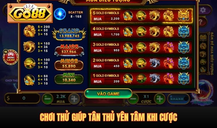 Chơi thử giúp tân thủ yên tâm khi cược