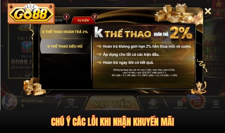 Chú ý các lỗi khi nhận khuyến mãi