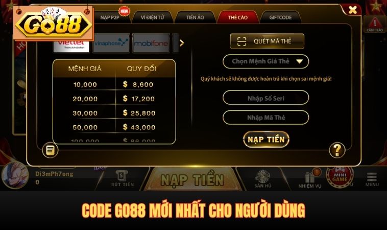 Code GO88 mới nhất cho người dùng