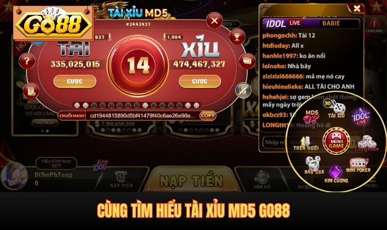 Cùng tìm hiểu Tài xỉu MD5 GO88