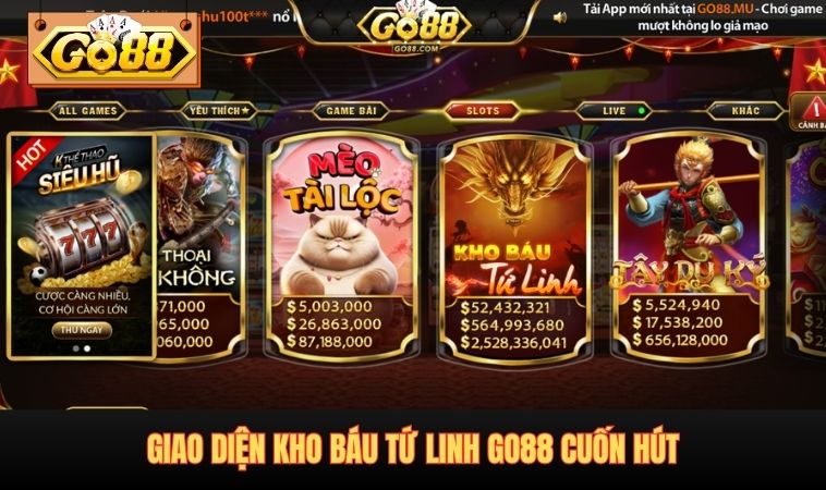 Giao diện Kho báu Tứ Linh cuốn hút
