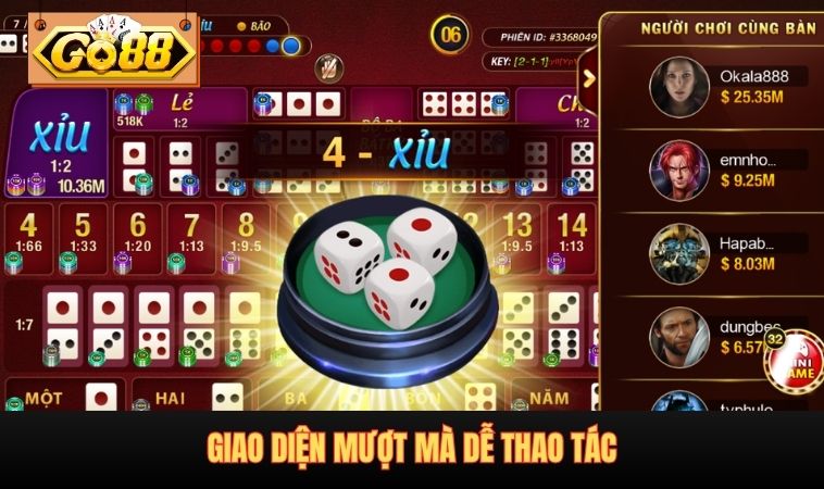 Giao diện mượt mà dễ thao tác