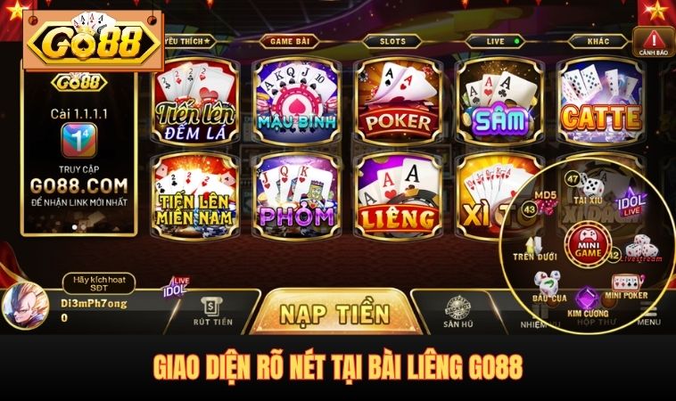 Giao diện rõ nét tại bài Liêng GO88