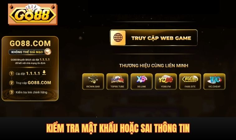 Kiểm tra mật khẩu hoặc sai thông tin