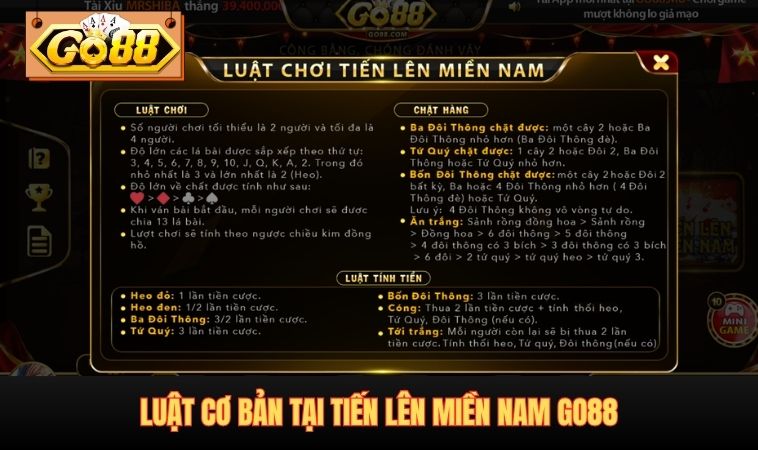 Luật cơ bản tại Tiến lên miền Nam GO88