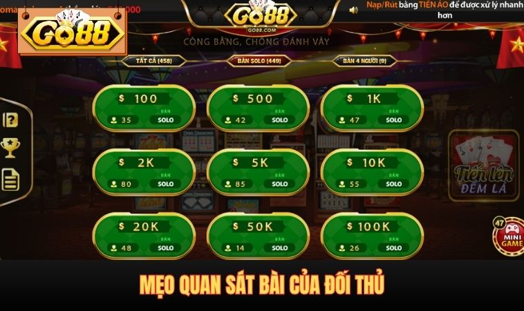 Mẹo quan sát bài của đối thủ