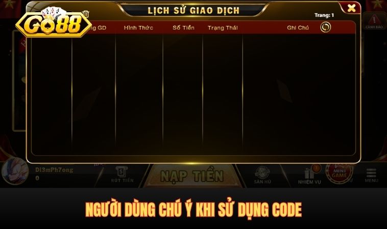 Người dùng chú ý khi sử dụng code