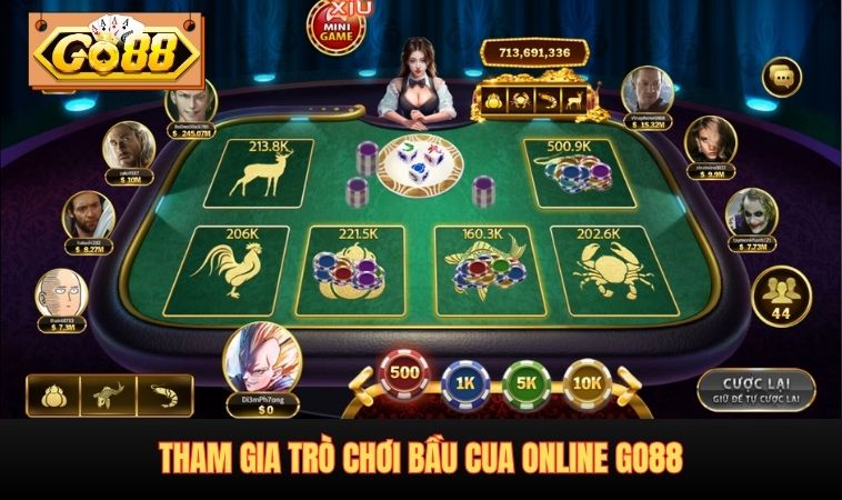 Tham gia trò chơi Bầu Cua Online GO88