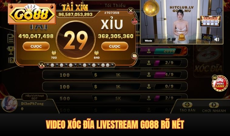Video xóc đĩa Livestream GO88 rõ nét